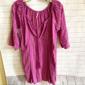 Free people striped linen blend tunic dress